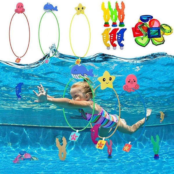27-Piece Diving Toys Set for Kids Underwater Floating Pool Toys Diving Thru R... Carousel 1