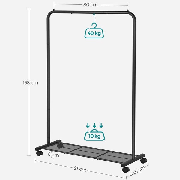 Single Rail Garment Rack - Black Carousel 9