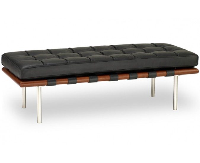 BARCELONA BENCH (Walnut/Black Leather) Carousel 1
