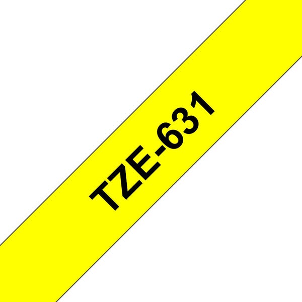 Compatible Brother P touch Tze631 Tze-631 12mm*8m label tape *2 - BLK on YELLOW Carousel 2