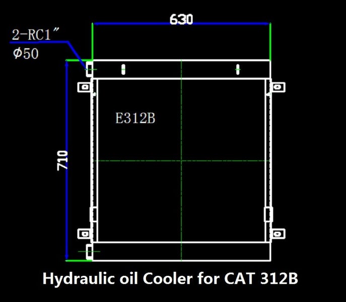 Hydraulic oil cooler for CAT 312B / 311B PN: CA1189949 18-9949 630W*710H*48T Carousel 2