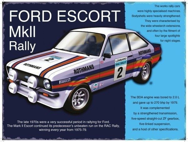 FORD ESCORT MK II RALLY VINTAGE STYLE METAL SIGN - 10895 Carousel 1