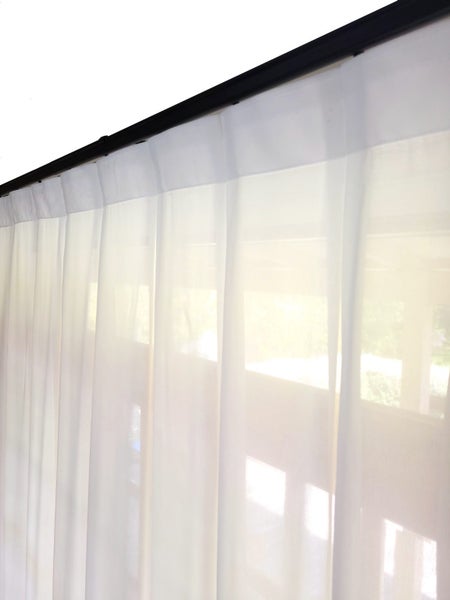 Readymade Box Pleat Sheer Curtains WHITE 1.4m wide x 2.1m drop Carousel 1