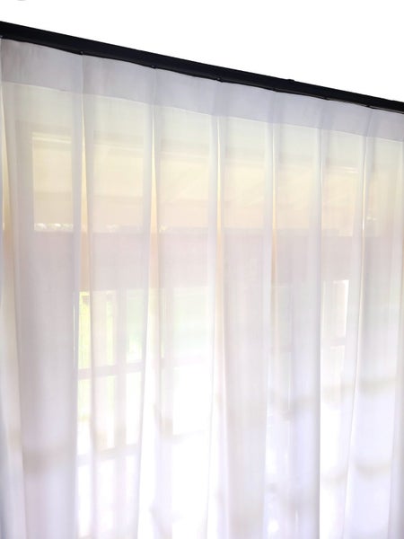 Readymade Box Pleat Sheer Curtains WHITE 1.4m wide x 2.1m drop Carousel 2