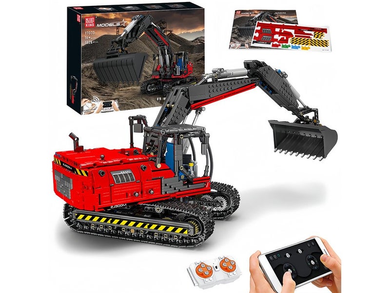 RC Excavator Building Block Set Truck Construction Vehicles Model with Motor Carousel 1