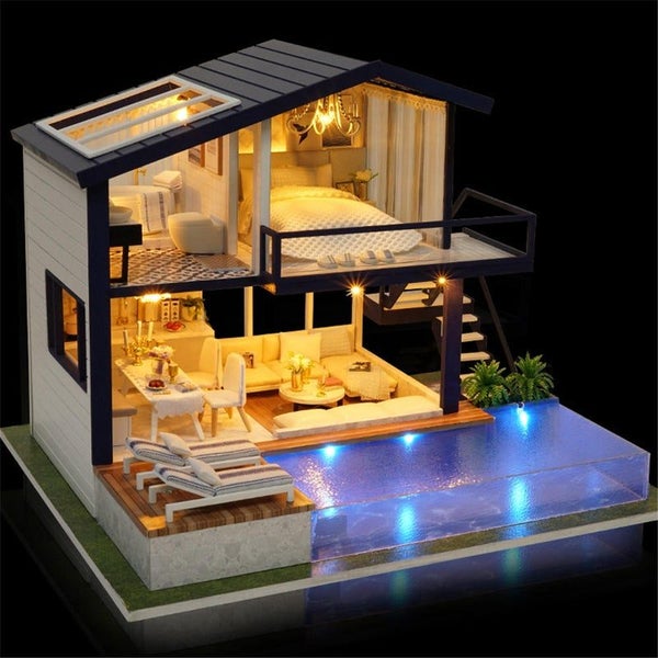 A-066 Time Apartment DIY Doll House With Furniture Light Gift House Toy Carousel 2