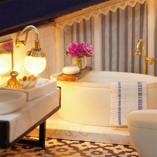 A-066 Time Apartment DIY Doll House With Furniture Light Gift House Toy Carousel 4