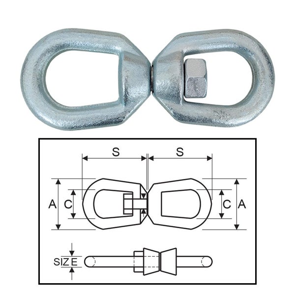 ITM Commercial Chain Swivel-Electric Galvanised-6mm Carousel 1
