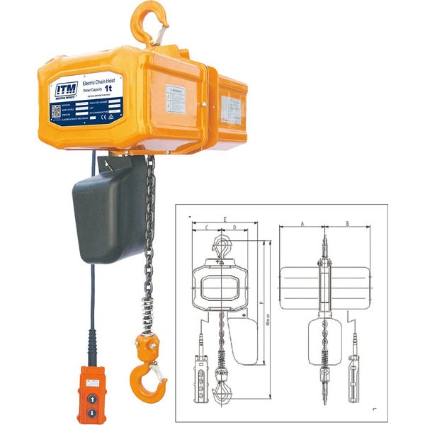 ITM 240V Electric Hoist-1 Ton-6 Meter Lift Carousel 1