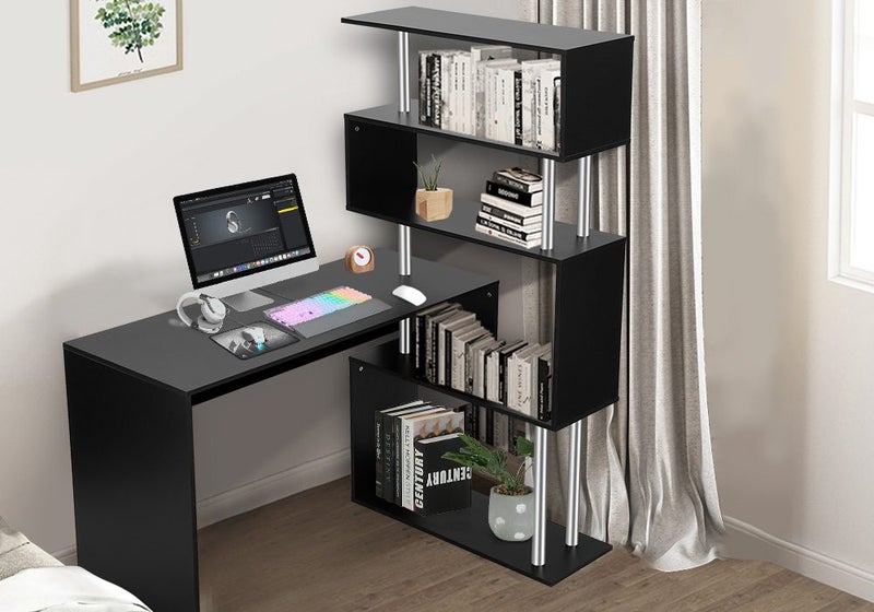 Computer Desk with Hutch 4 Tier Bookshelf Carousel 2