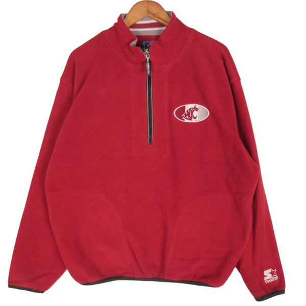 Vintage Starter NCAA University of Wisconsin Red Fleece Half Zip Jacket Large Carousel 1