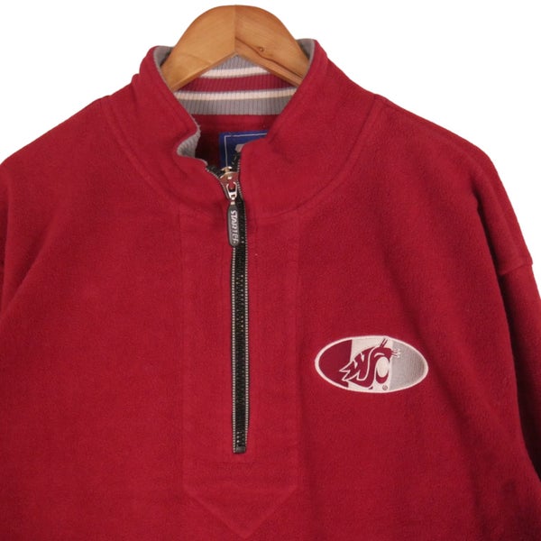 Vintage Starter NCAA University of Wisconsin Red Fleece Half Zip Jacket Large Carousel 2