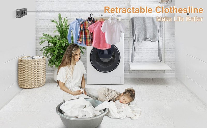 Double Retractable Clothesline Clothes Drying Rack Clothes Line Carousel 2