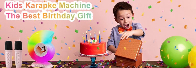 Mini Karaoke Machine for Kids,Portable Bluetooth Speaker with 2 Wireless Microph Carousel 2