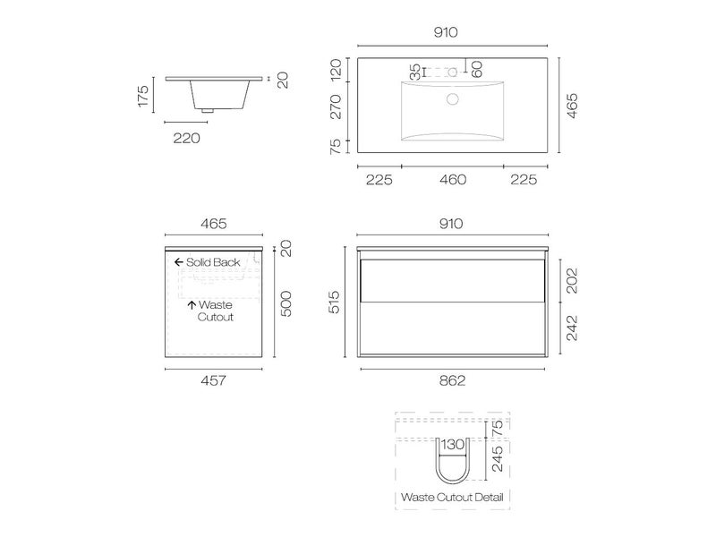 Prava 900 Open Shelf/1 Drawer Wall Vanity in White/Anthracite *1 Only* Was $1699 Carousel 3