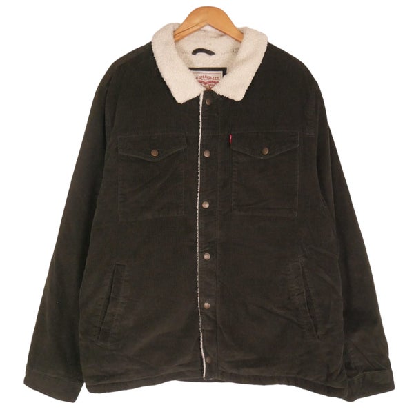 Levis Corduroy Brown Sherpa Lined Coat Trucker Jacket XXL Carousel 1
