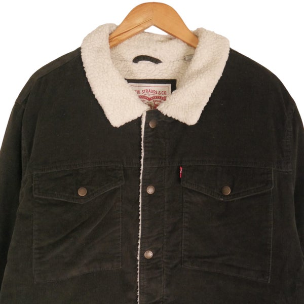 Levis Corduroy Brown Sherpa Lined Coat Trucker Jacket XXL Carousel 2