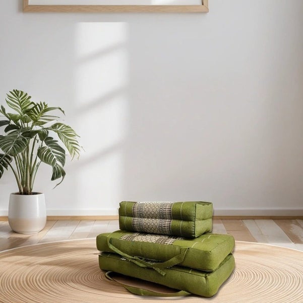 [MANGO TREES] Foldable Meditation Cushion Zafu&Zabuton Set Green Carousel 1