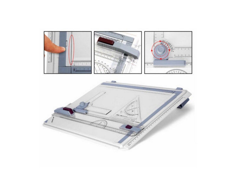 A3 Drawing Board Table with Parallel Motion and Adjustable Angle Drafting Carousel 5