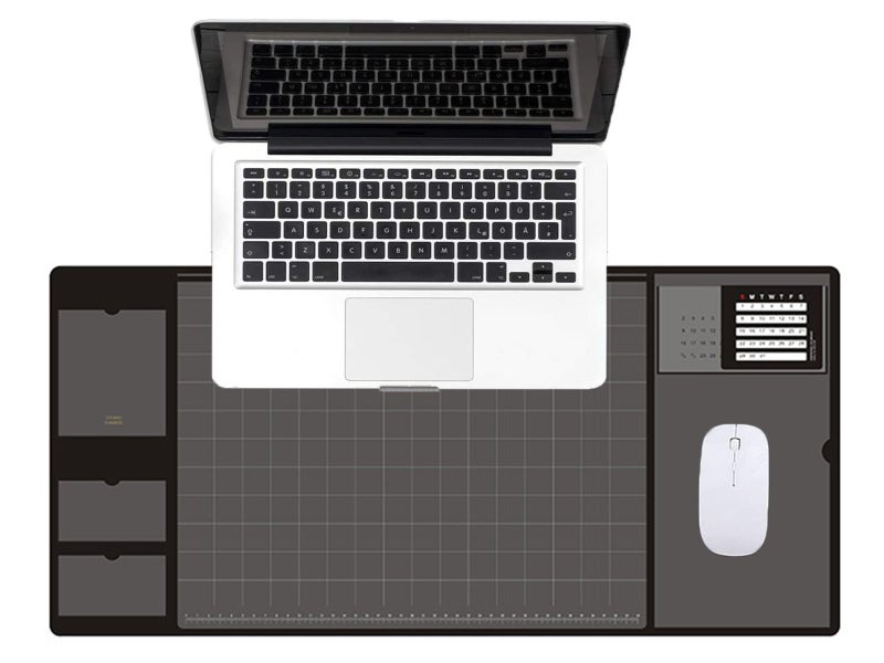 Black Office Mouse Mat with Waterproof PVC Cover and Visible Pocket for Card Carousel 1