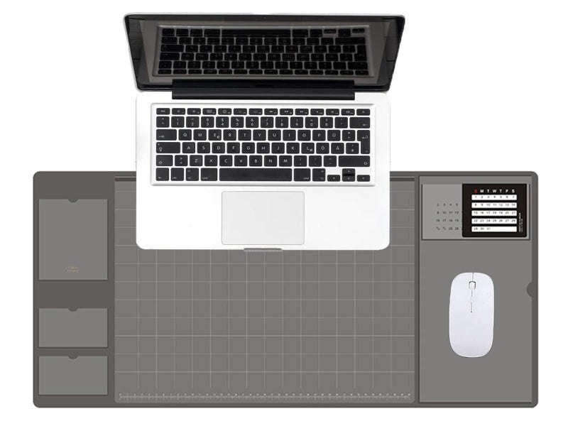Grey Office Mouse Mat with Waterproof PVC Cover and Visible Pocket for Card Carousel 1