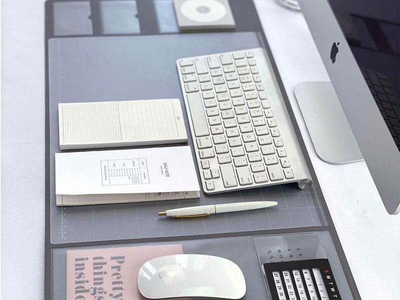 Grey Office Mouse Mat with Waterproof PVC Cover and Visible Pocket for Card Carousel 3