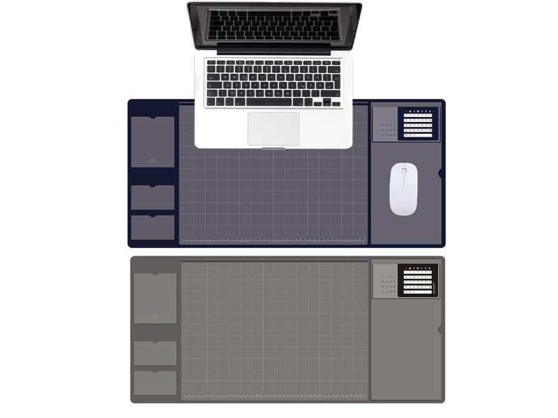 2 X Blue Grey Office Mouse Mat with Waterproof PVC Cover Visible Pocket for Card Carousel 1