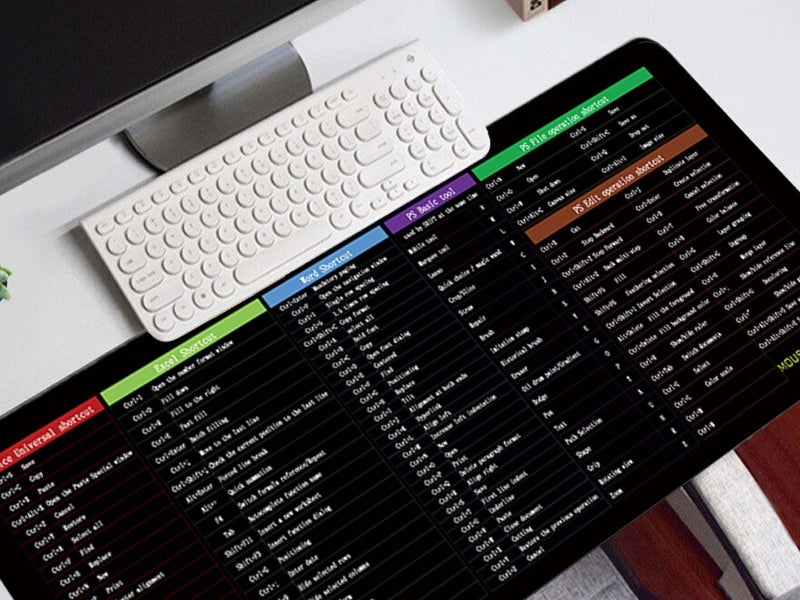 80x30cm Mouse Pad Keyboard Mats with Excel Shortcuts Cheat Sheet for Office Carousel 2