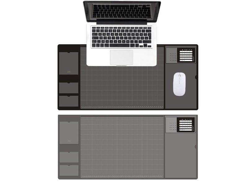 2X Black Grey Office Mouse Mat with Waterproof PVC Cover Visible Pocket for Card Carousel 1