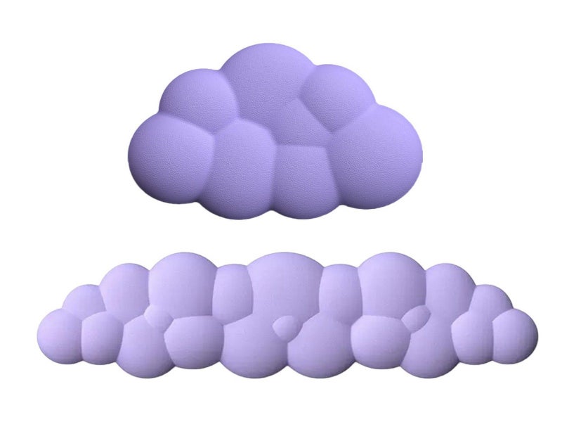 2Pcs Ergonomic Cloud Wrist Rest Keyboard Mouse Wrist Pad Wrist Support - Purple Carousel 2