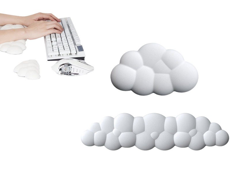 2Pcs Ergonomic Cloud Wrist Rest Keyboard Mouse Wrist Pad Wrist Support - Whit Carousel 1