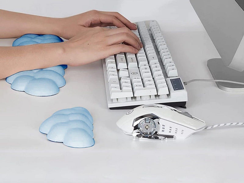 2Pcs Ergonomic Cloud Wrist Rest Keyboard Mouse Wrist Pad Wrist Support - Blue Carousel 3