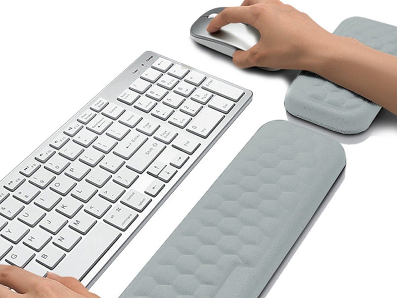 Keyboard and Mouse Wrist Rest Set Ergonomic Soft Memory Foam Support Pad - Grey Carousel 1