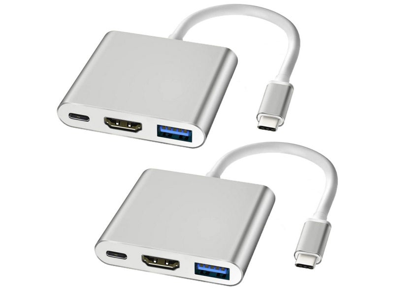 2Pcs 3 in 1 Hub Type C to USB Adapter Converter Data Charging Cable for MacBook Carousel 2