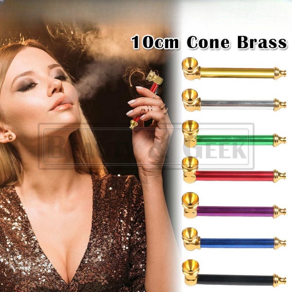 Metal pipe 10cm Cone Brass Solid Smoking Pipe Tobacco 7 Colors Affordable NEW Carousel 1
