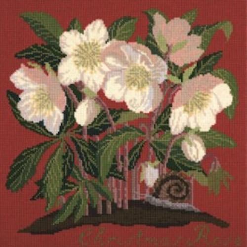 Elizabeth Bradley Tapestry Kit - Christmas Rose (Bright Red Background Wool) Carousel 1