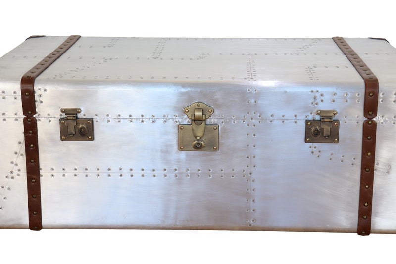 TNC Trunk Coffee Table, Aluminum & Leather, ATK06162863860899073112