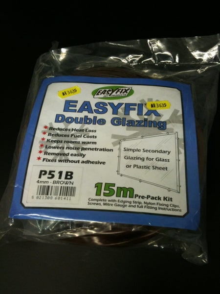 DIY DOUBLE GLAZING Brown 4mm ClipGlaze 15m PrePack Kit Carousel 1