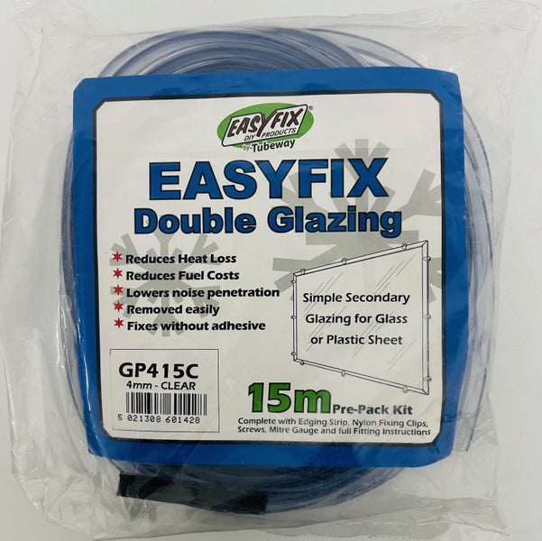 DIY DOUBLE GLAZING Clear 4mm ClipGlaze 15m PrePack Kit Carousel 1