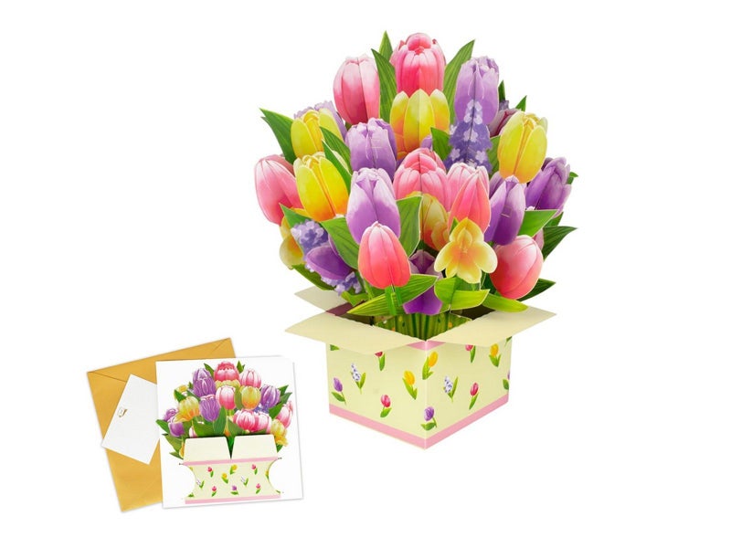 Pop-up Flower Bouquet Card Mother's Day 3D Blossom Paper Card Greeting Cards ST3 Carousel 1