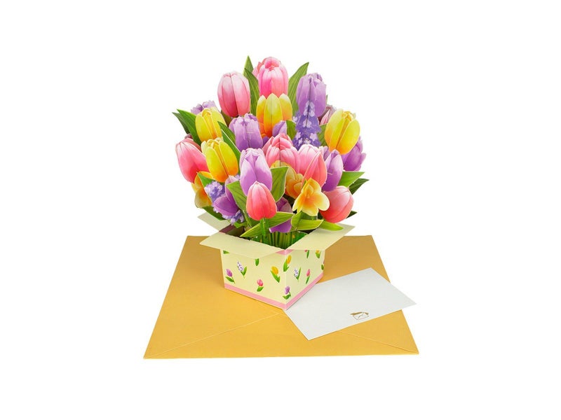 Pop-up Flower Bouquet Card Mother's Day 3D Blossom Paper Card Greeting Cards ST3 Carousel 3