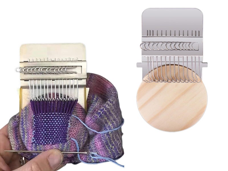 Wooden Small Loom Speedweve Type Weave Tool Set DIY 14 Hooks Darning Machine Carousel 1