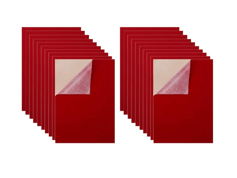 20Pcs Self-Adhesive Felt Fabric Sheets Sticky Backing Velvet Liner - Red Carousel 1