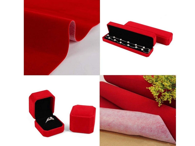 20Pcs Self-Adhesive Felt Fabric Sheets Sticky Backing Velvet Liner - Red Carousel 2
