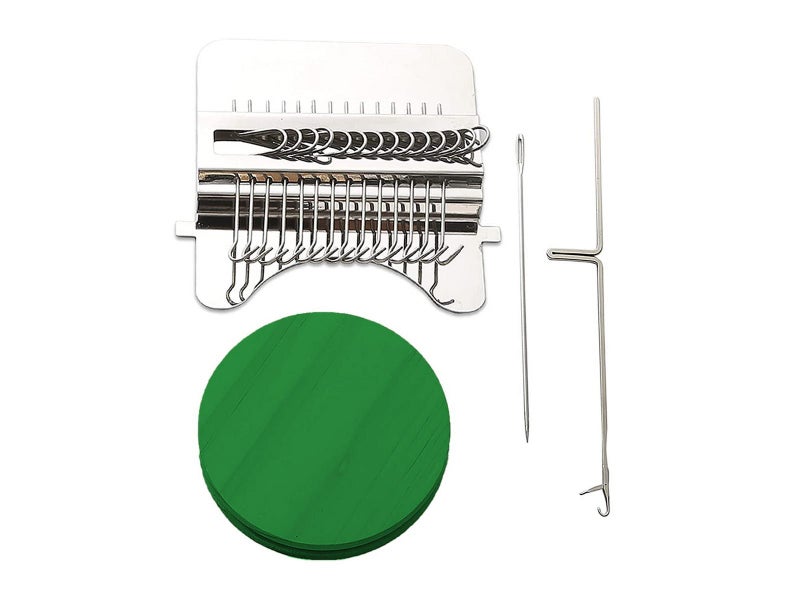 2 X Green Small Loom Speedweve Type Weave Tool Set DIY 14 Hooks Darning Machine Carousel 3