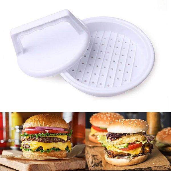 1 Set Round Shape Hamburger Press Food-Grade Plastic Hamburger Meat Carousel 2