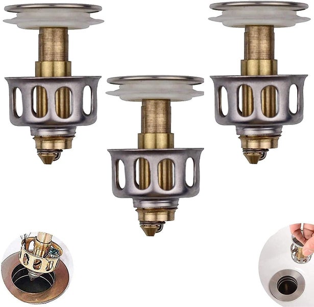 Universal Wash Basin Bounce Drain Filter Sink Pop Up Bathroom Drain Plug With Carousel 1