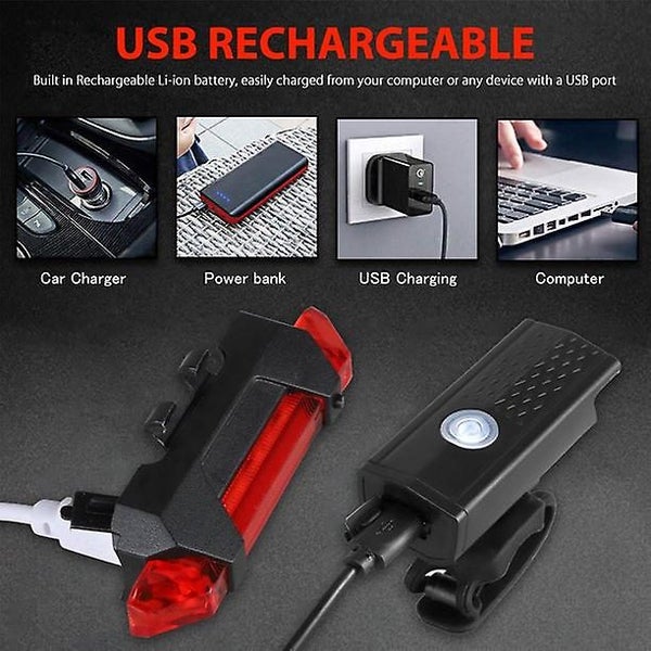Usb Rechargeable Bike Lights Super Bright Waterproof Bicycle Headlight And Tail Carousel 5
