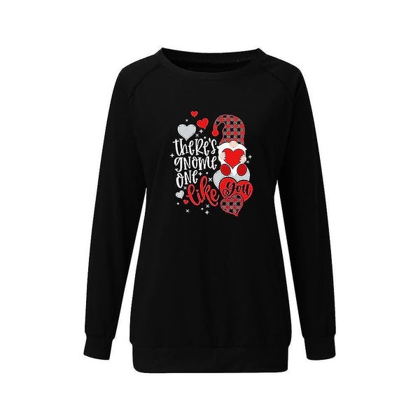 Women Valentine's Day Casual Tunic Long Sleeve T shirt Gnome Print Round Neck B Carousel 2