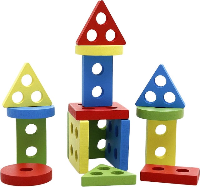 Wooden Educational Toys Shape Color Sorting Stacking Blocks Carousel 2